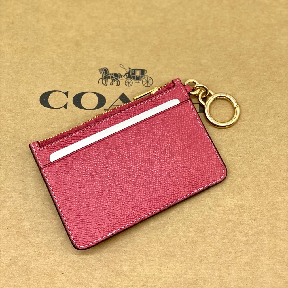 Coach Rose Card Holder with Key Ring Pink - Picture 6 of 12